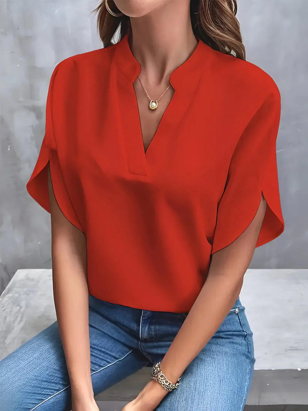 LIEKE - BLOUSE ÉLÉGANTE À COL CRANTÉ