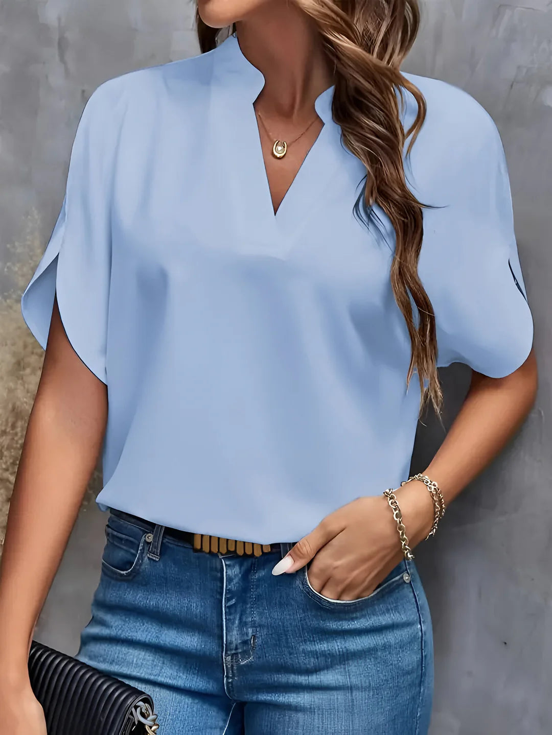LIEKE - BLOUSE ÉLÉGANTE À COL CRANTÉ