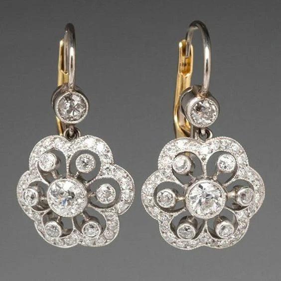 Aelys – Boucles d'oreilles vintage florales en diamant