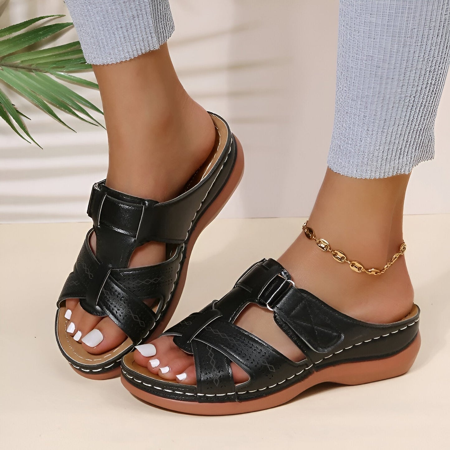 MARISKA - SANDALE COMPENSÉE ORTHOPÉDIQUE VINTAGE