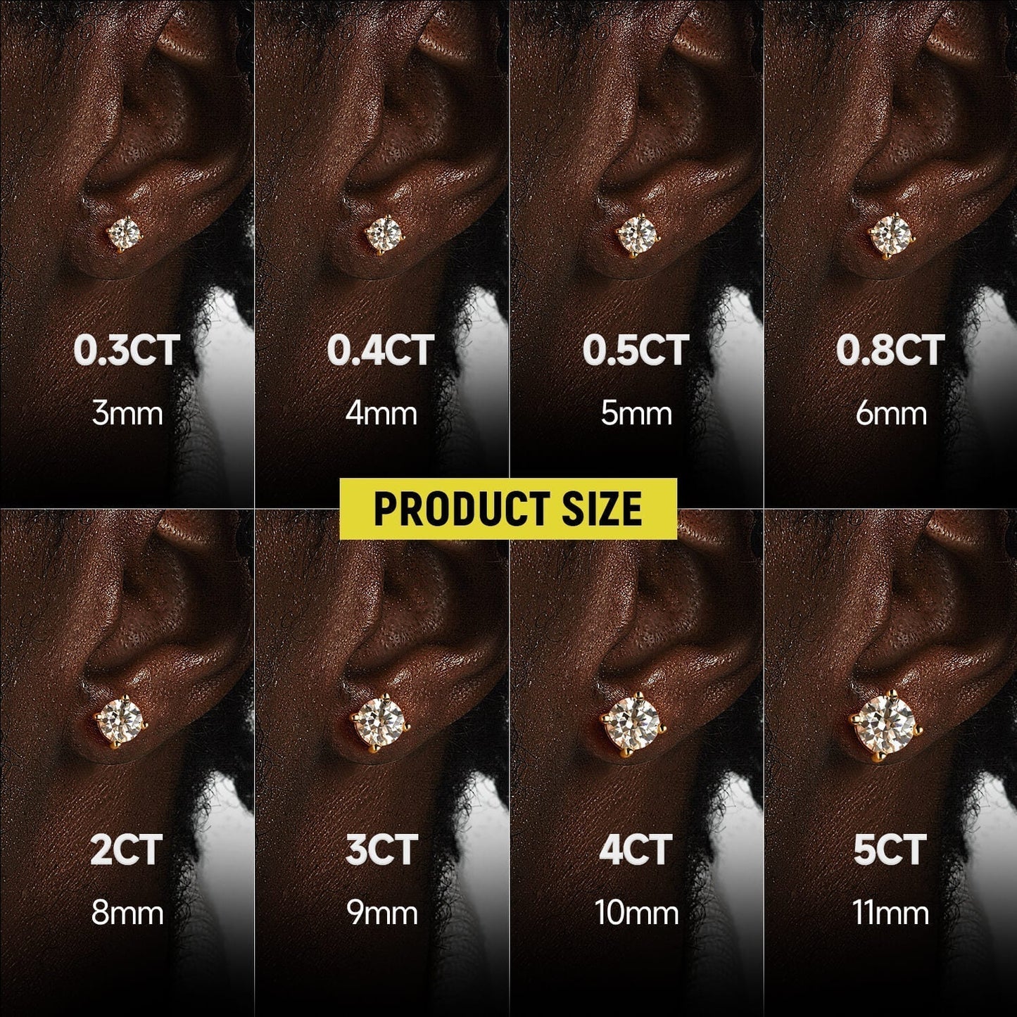 Alicia - Boucles d'oreilles à tige rondes en oxyde de zirconium