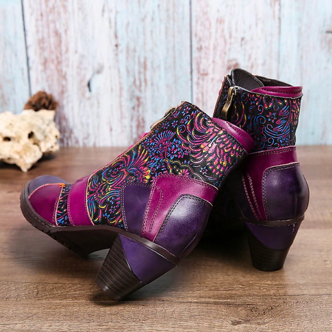 Zoja - Waterproof Booties with Floral Pattern