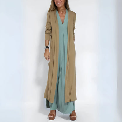 Noémie – Draped Maxi Dress with Matching Cardigan