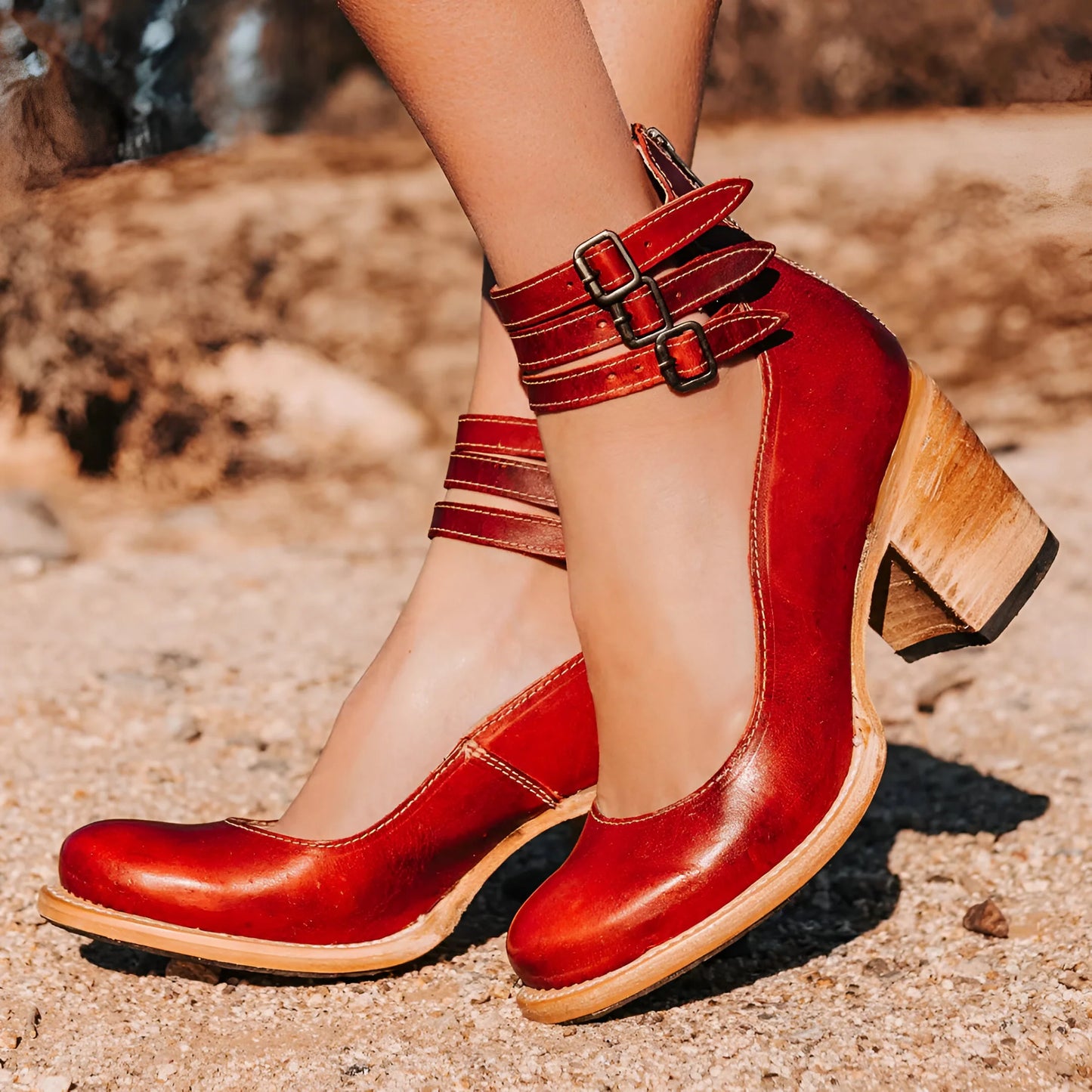 Liesl – high Quallity Buckled Leather Heels
