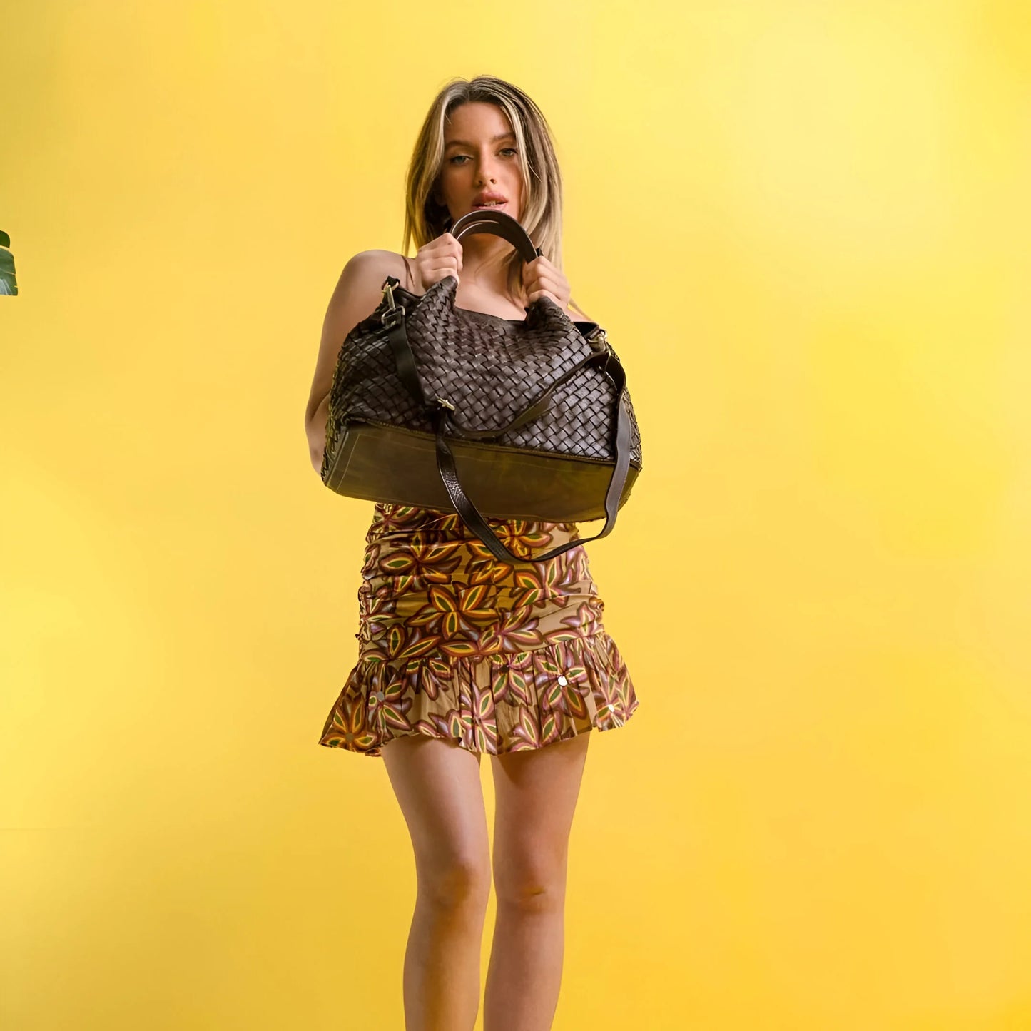 Lorène - Sac bandoulière en cuir tressé