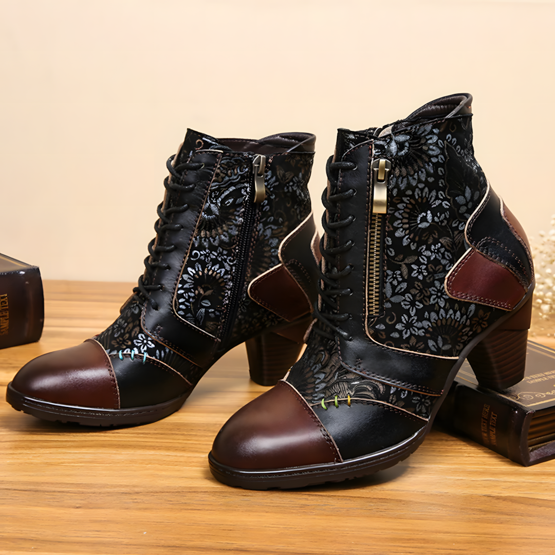 Zoja - Waterproof Booties with Floral Pattern