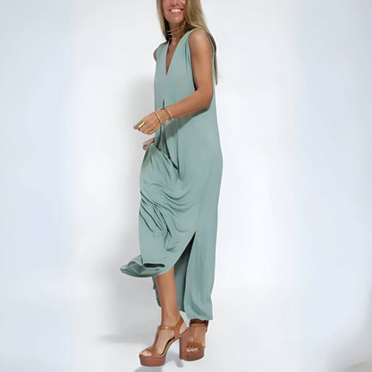 Noémie – Draped Maxi Dress with Matching Cardigan