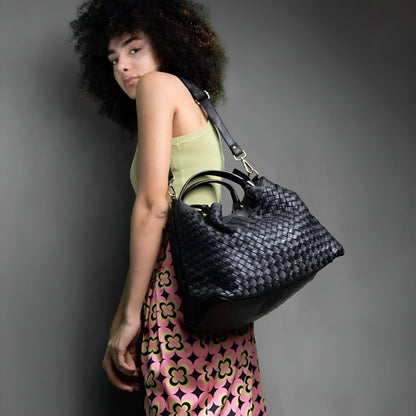 Lorène - Sac bandoulière en cuir tressé