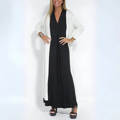 Noémie – Draped Maxi Dress with Matching Cardigan