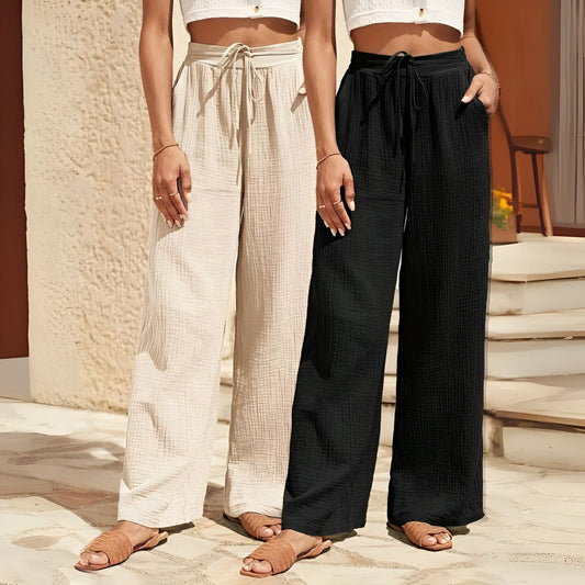 ISLA - PANTALON LARGE TAILLE HAUTE 1+1 GRATUIT