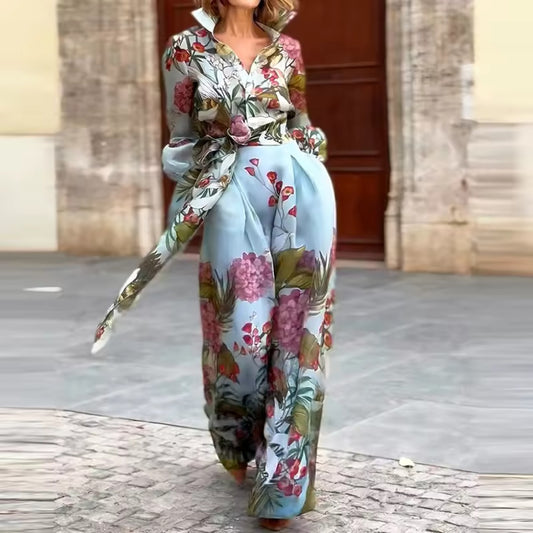 Manon – Ensemble deux pièces chemise et jupe rétro en soie à fleurs