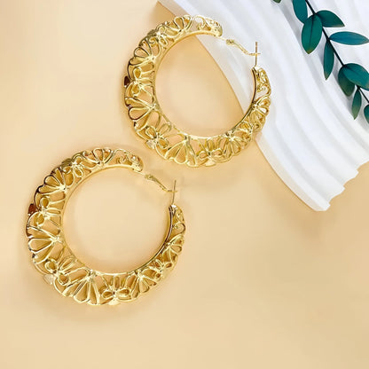 Clarisse - Vintage Floral Carved Hoop Earrings