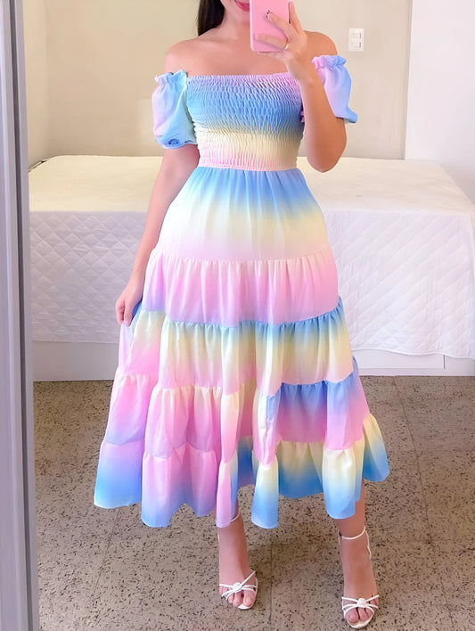Liora - Printed Tiered Midi Dress