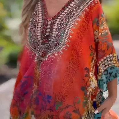 Capucine – Robe bohème asymétrique à col en V