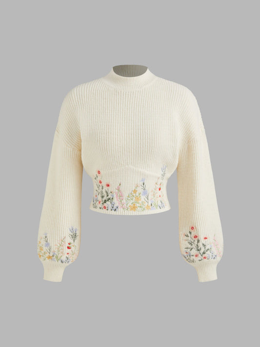 Éloïse – Embroidered Knit Crop Sweater