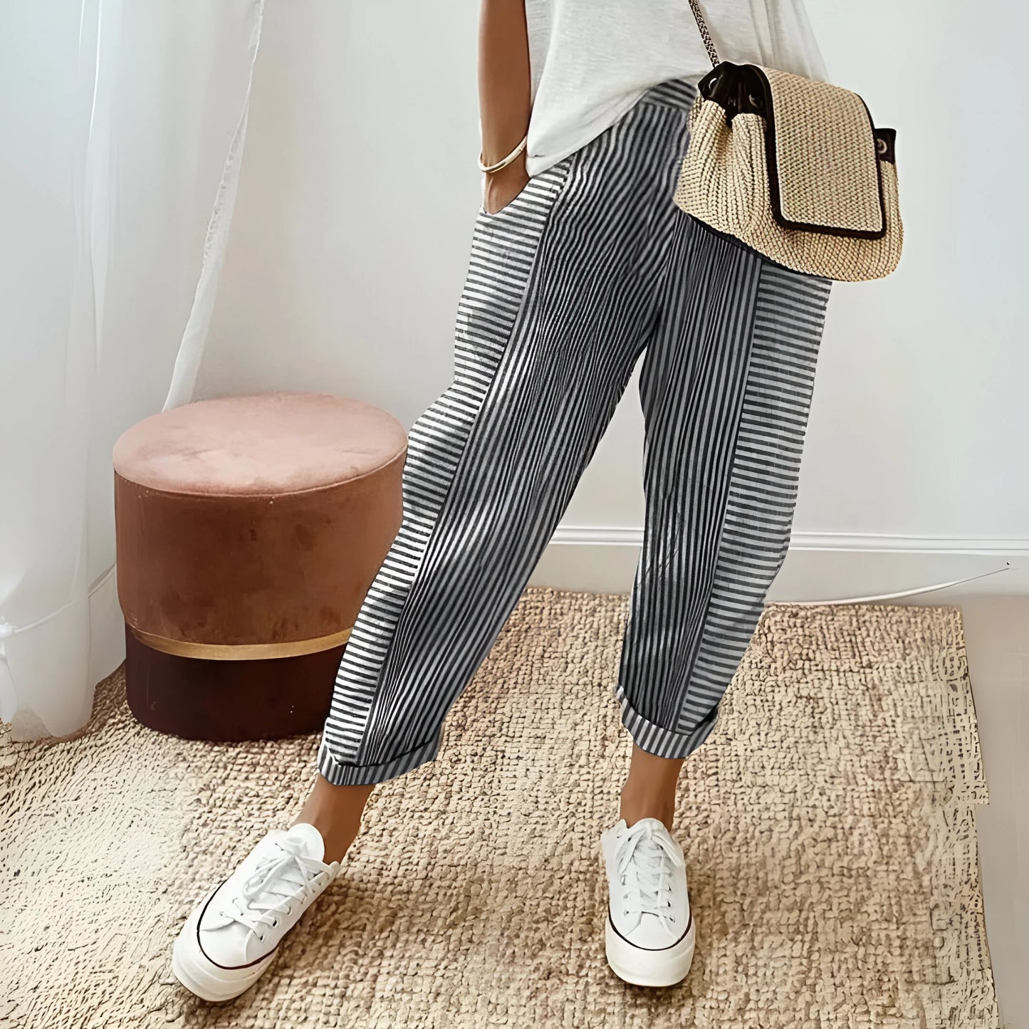 Marinette – Pantalon de détente côtier rayé