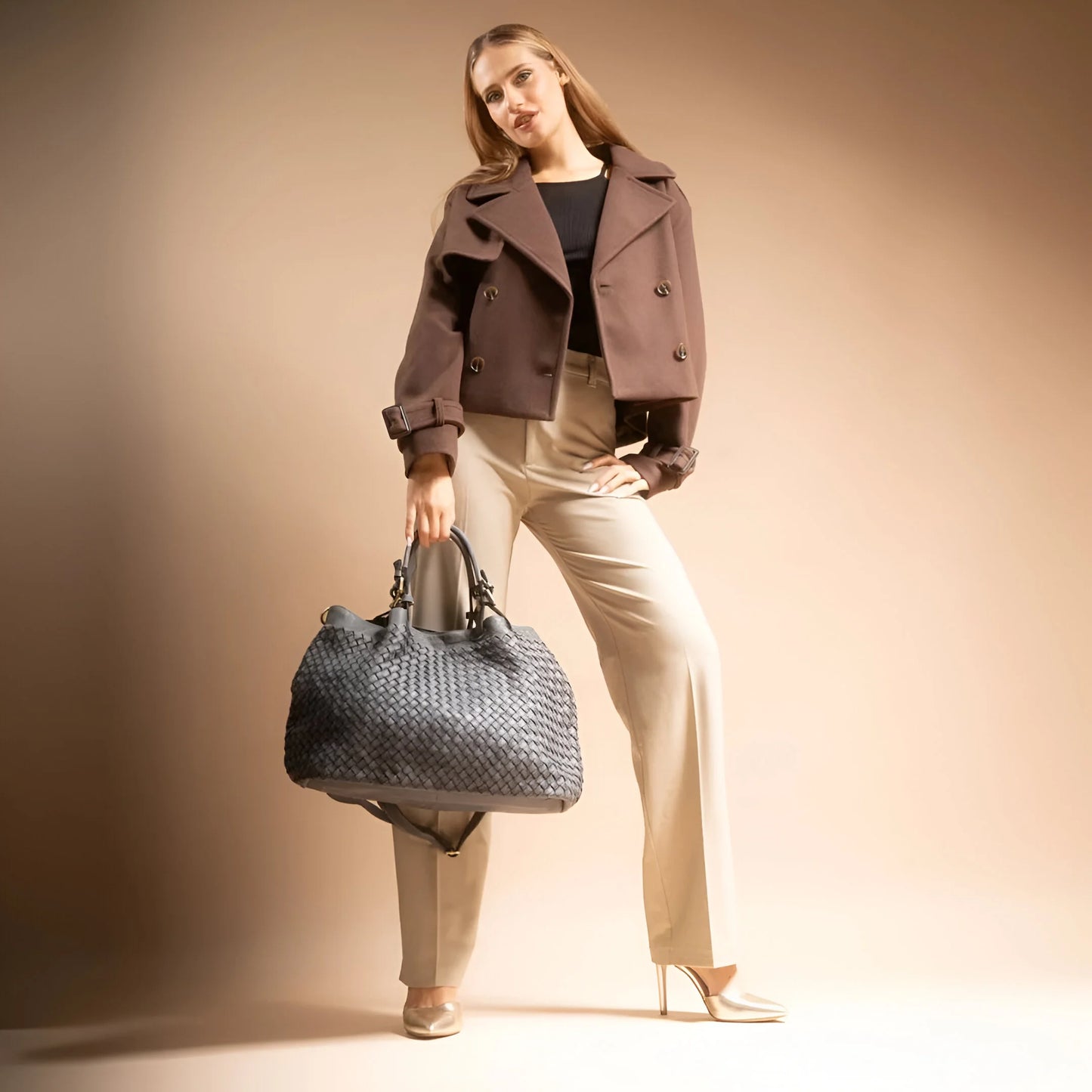 Lorène - Sac bandoulière en cuir tressé