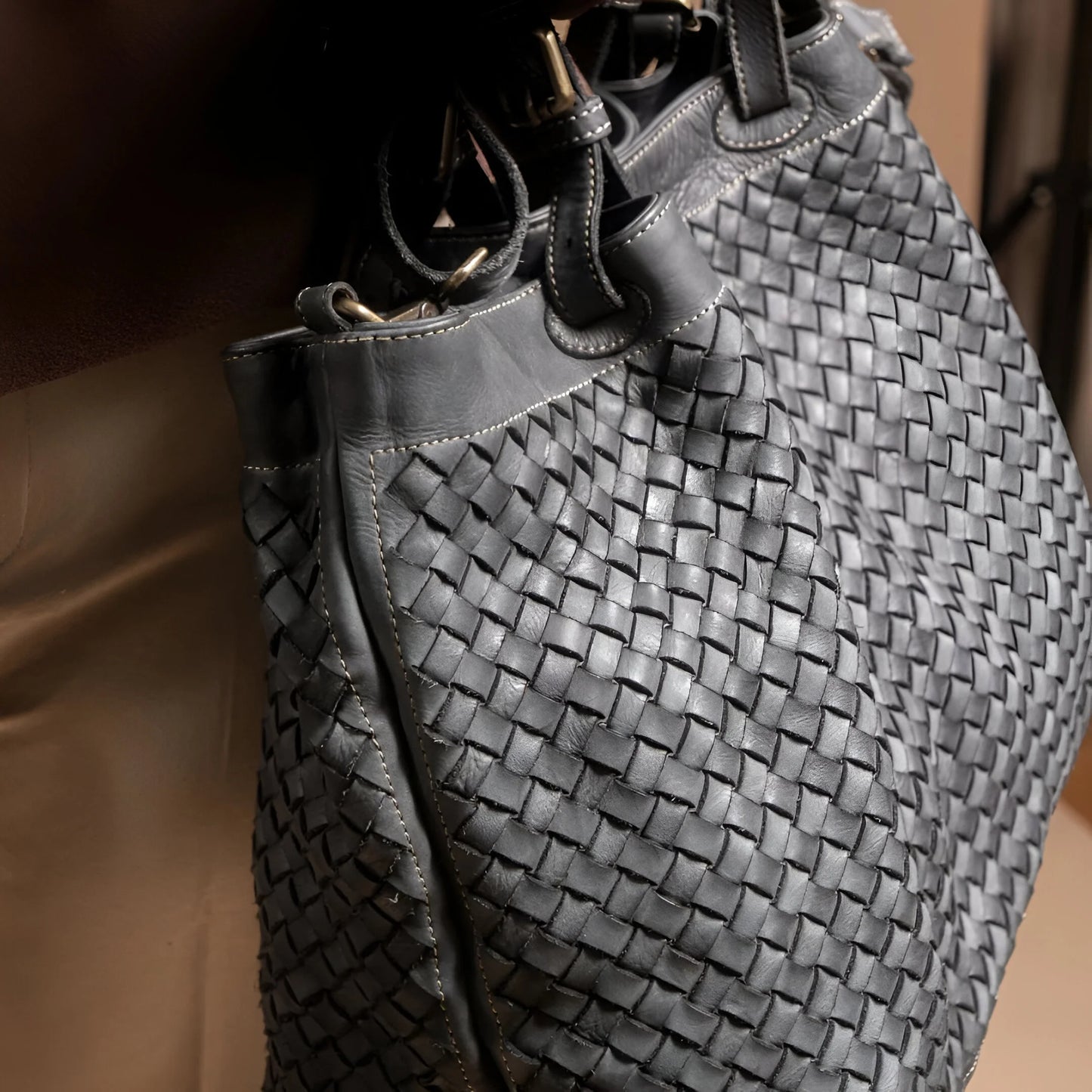 Lorène - Sac bandoulière en cuir tressé