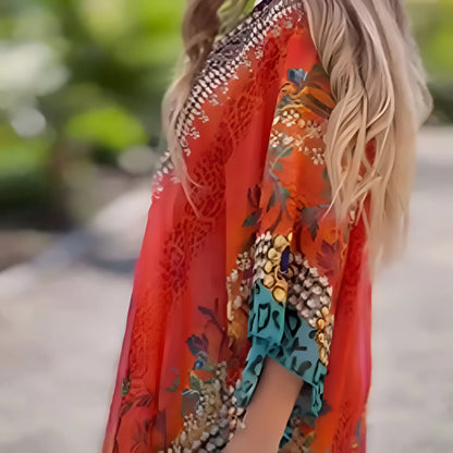 Capucine – Robe bohème asymétrique à col en V