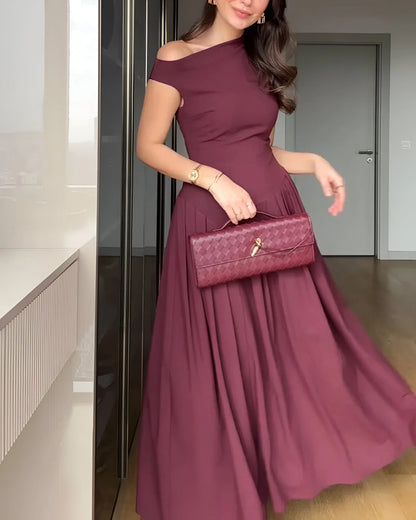 Robe midi plissée asymétrique Céleste