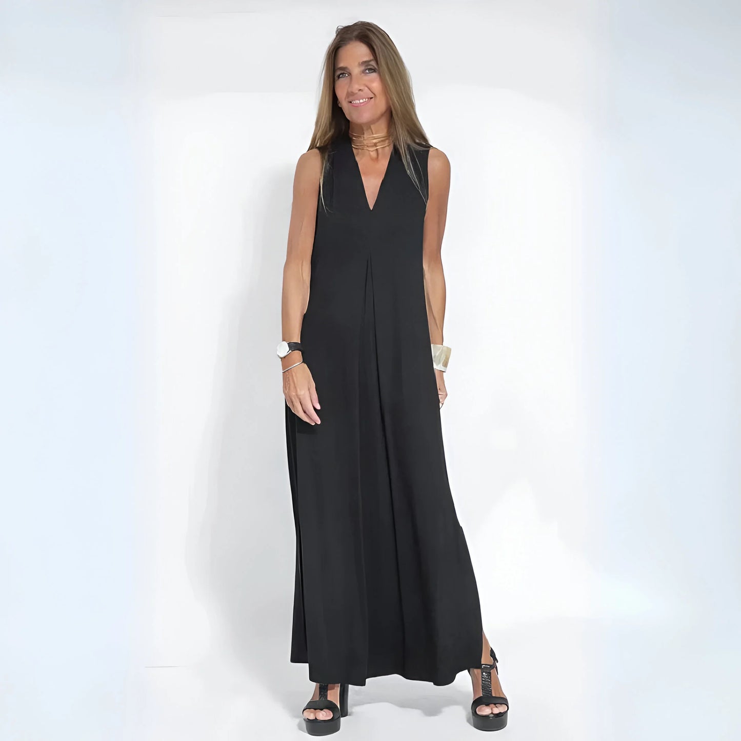 Noémie – Draped Maxi Dress with Matching Cardigan