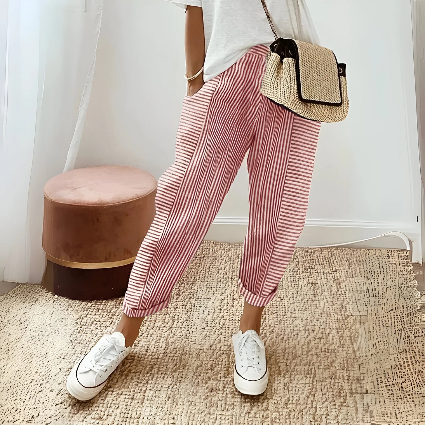 Marinette – Pantalon de détente côtier rayé