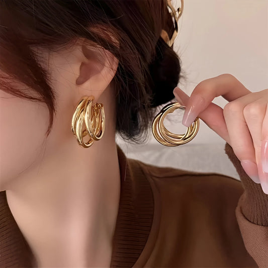 Élina - Gold-Plated Bold Hoop Earrings