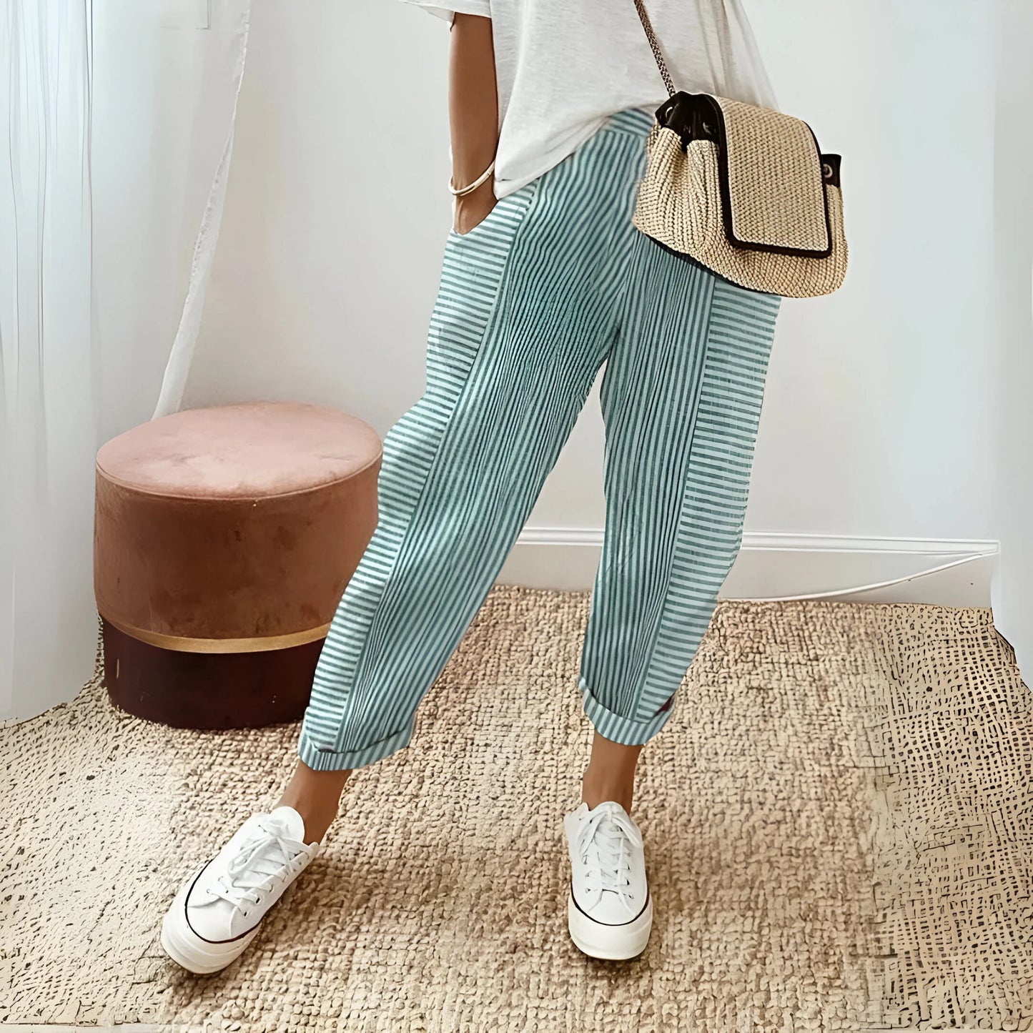 Marinette – Pantalon de détente côtier rayé