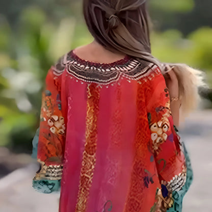 Capucine – Robe bohème asymétrique à col en V