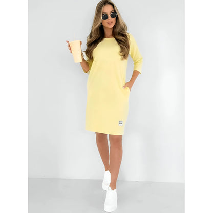 Camille – Robe à col rond, manches 3/4 et poches