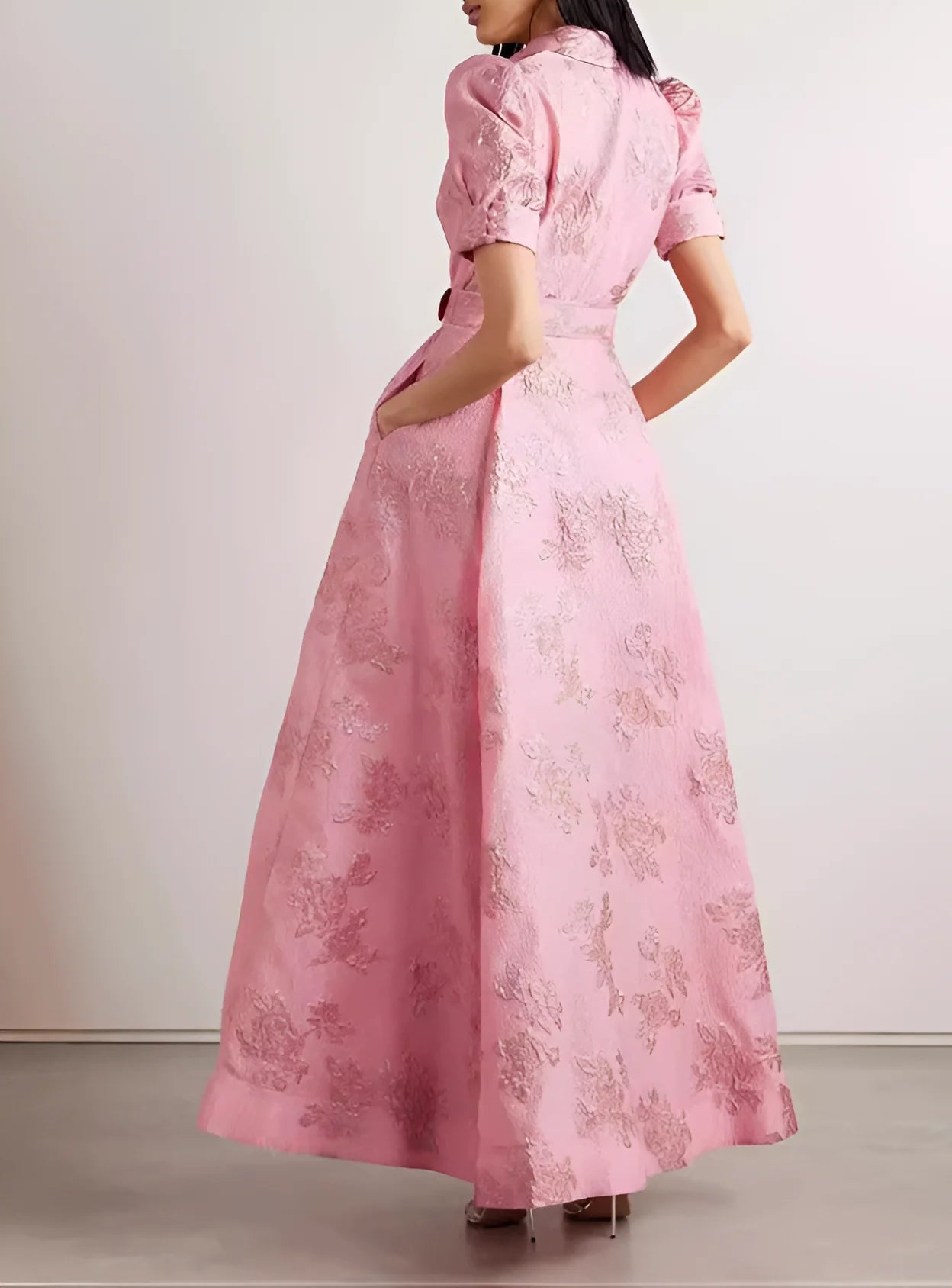 Éliane - Robe longue élégante rétro ceinturée