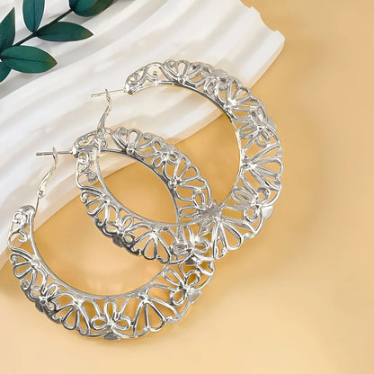 Clarisse - Vintage Floral Carved Hoop Earrings