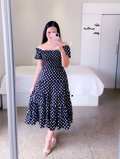 Liora - Robe midi imprimée à volants