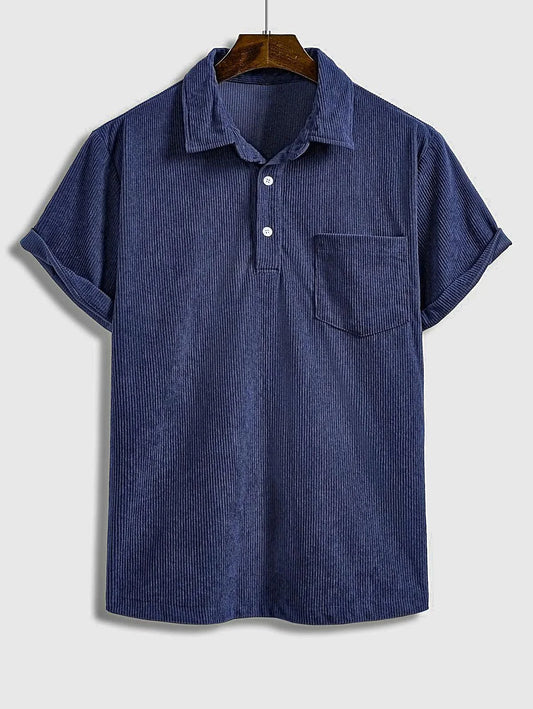 Yves - Polo en velours côtelé à manches courtes pour homme