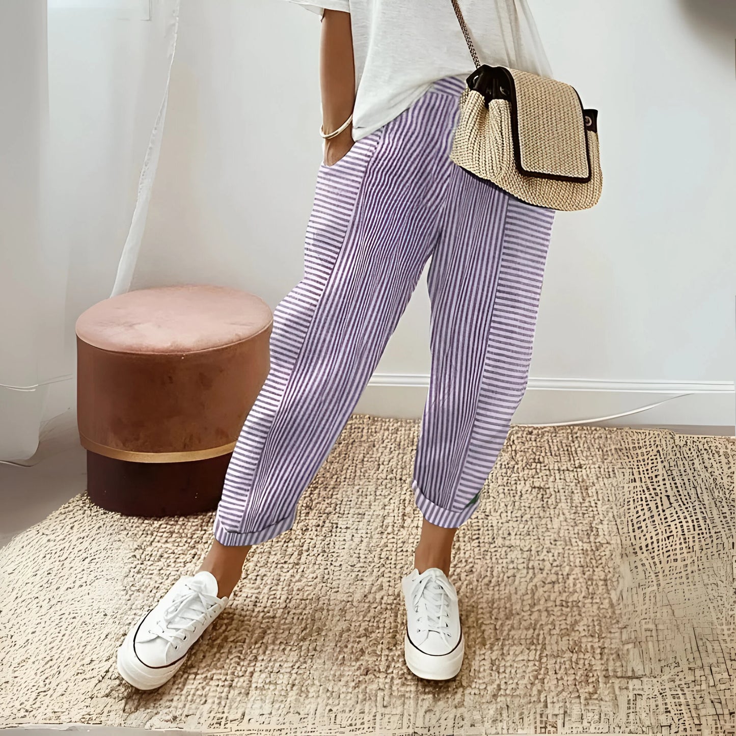 Marinette – Pantalon de détente côtier rayé