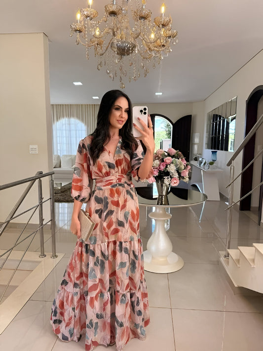 CLAUDIA | Robe longue fleurie confortable pour des journées élégantes