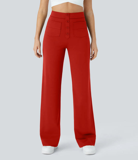 Noé – Pantalon large taille haute à boutons