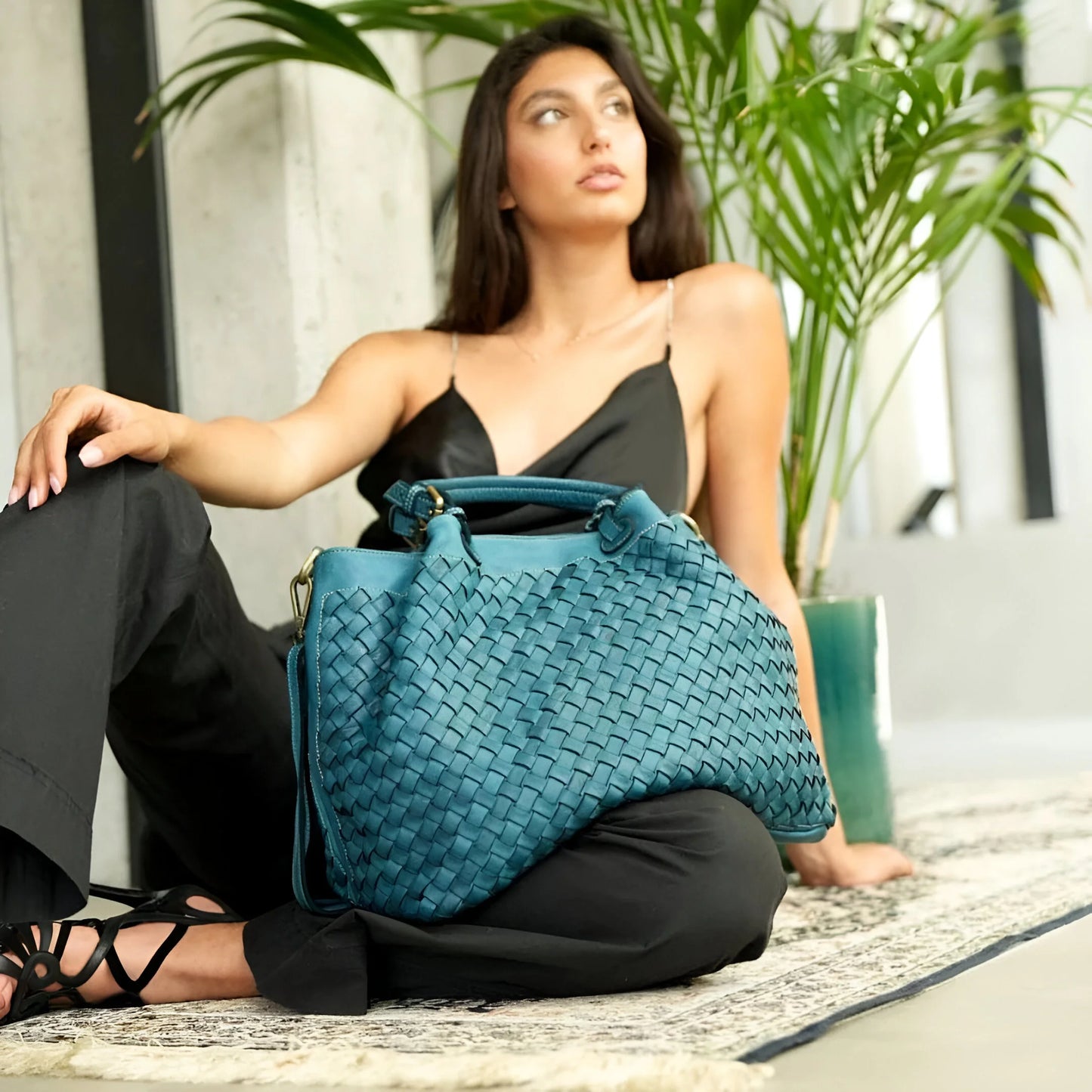 Lorène - Sac bandoulière en cuir tressé