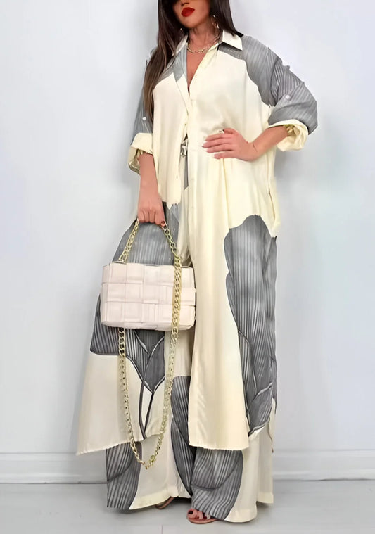 Ensemble haut et pantalon élégant imprimé Élodie
