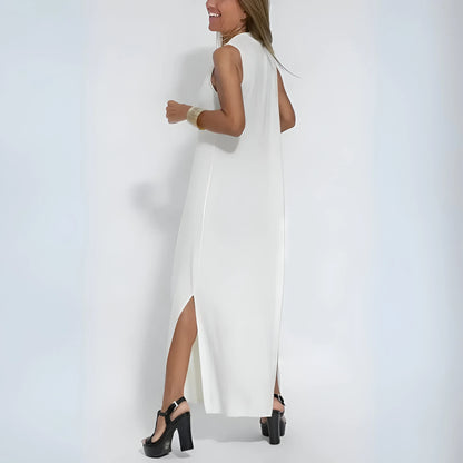 Noémie – Draped Maxi Dress with Matching Cardigan