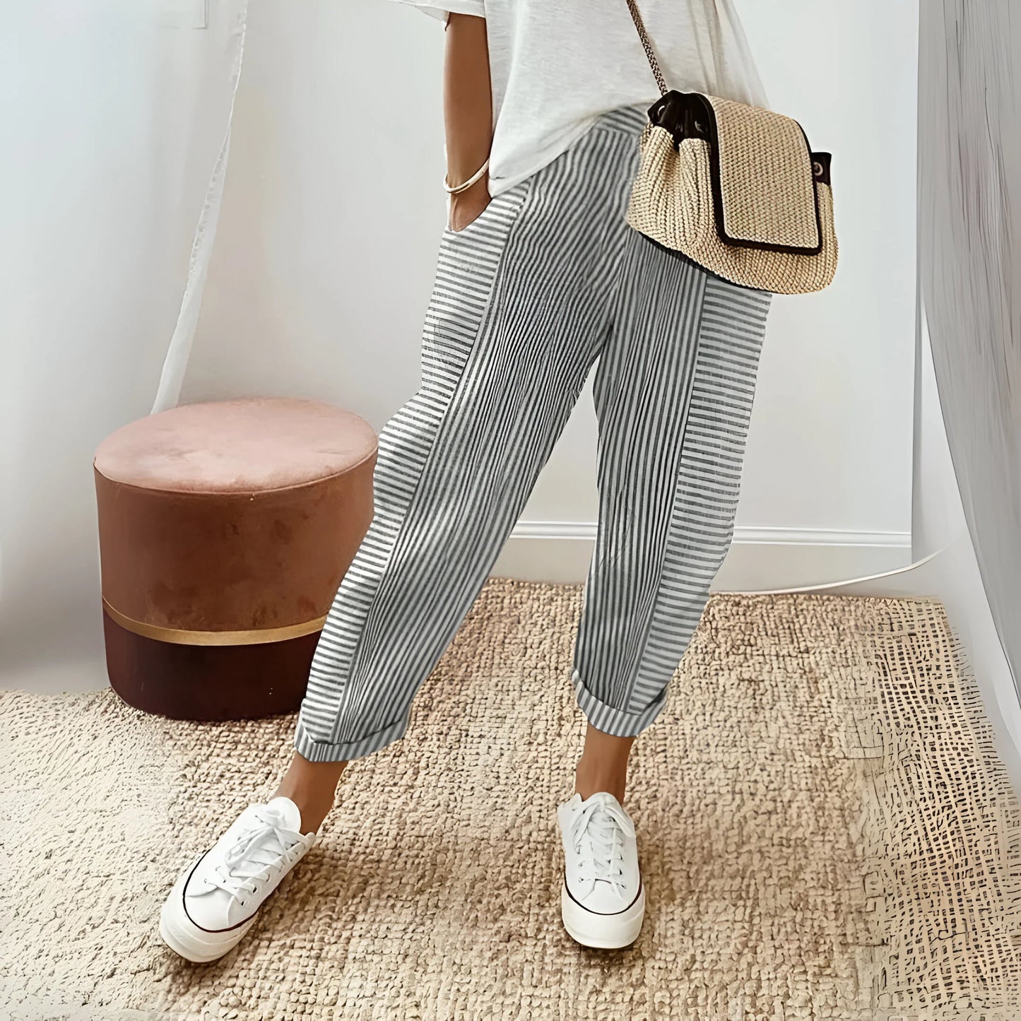 Marinette – Pantalon de détente côtier rayé