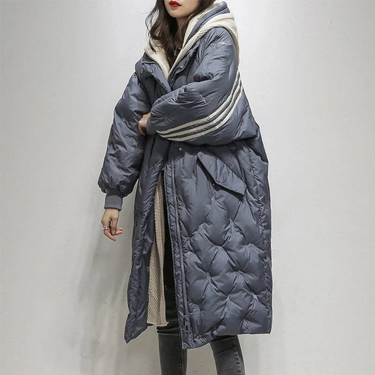 Rena - Medium length jacket with thicker duck down and hood