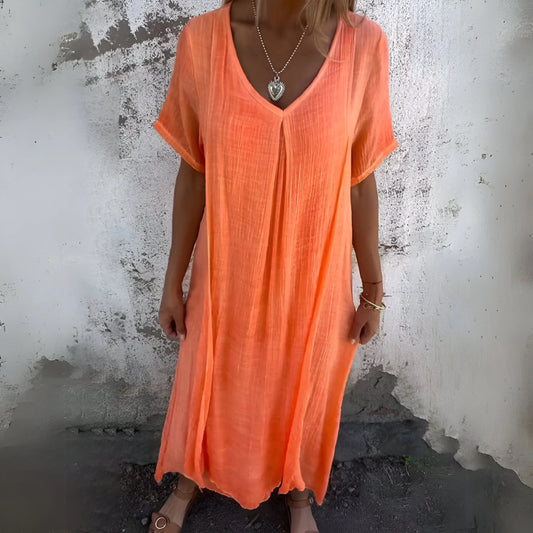 Solène – Relaxed V-Neck Midi Dress
