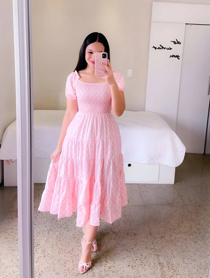 Liora - Robe midi imprimée à volants