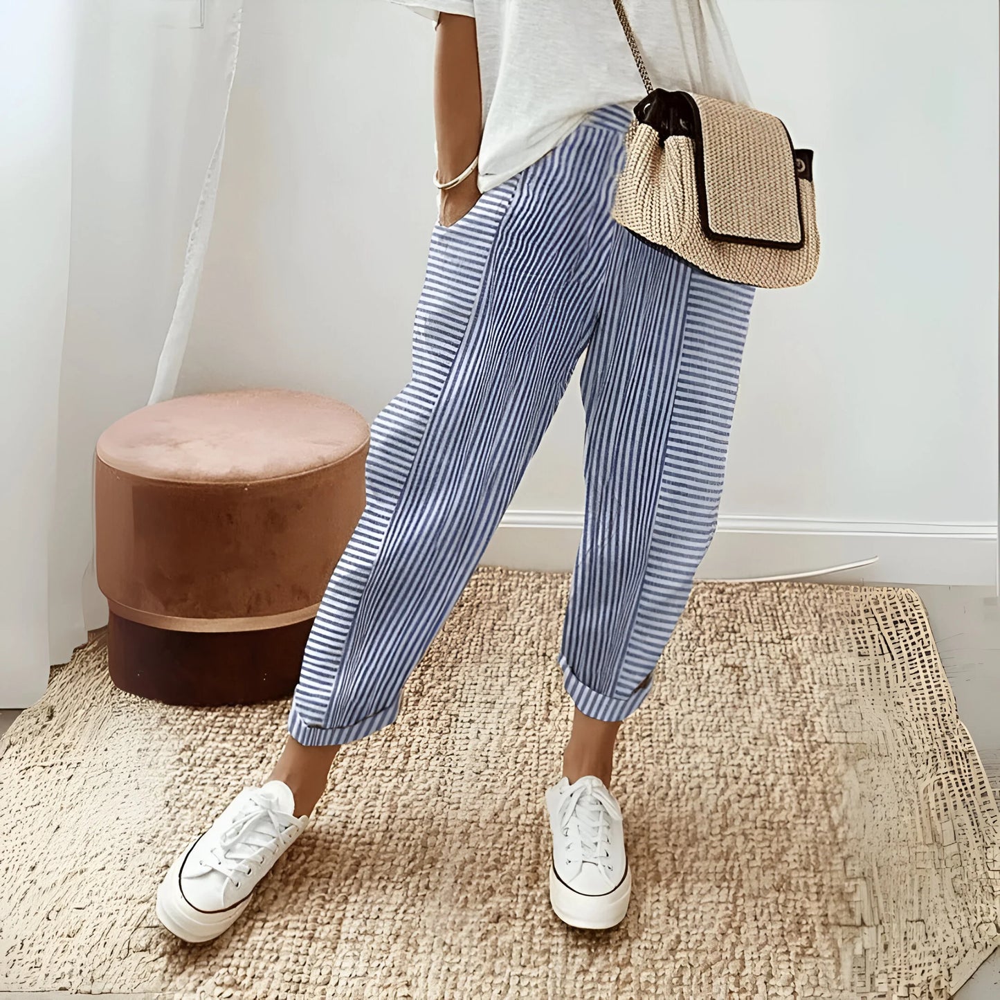 Marinette – Pantalon de détente côtier rayé