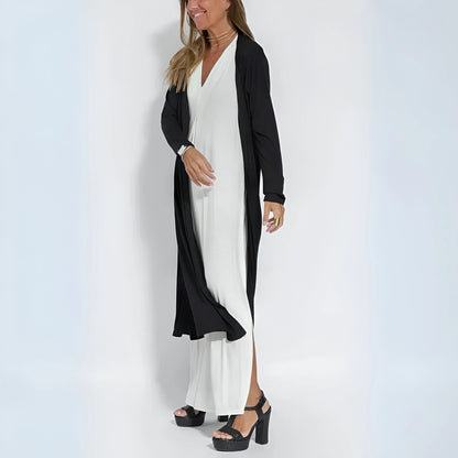 Noémie – Draped Maxi Dress with Matching Cardigan