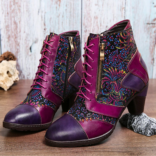 Zoja - Waterproof Booties with Floral Pattern