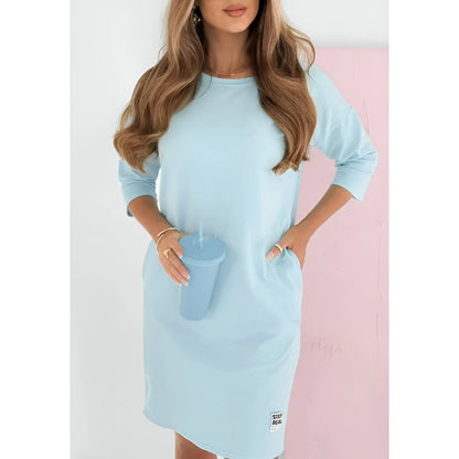 Camille – Robe à col rond, manches 3/4 et poches