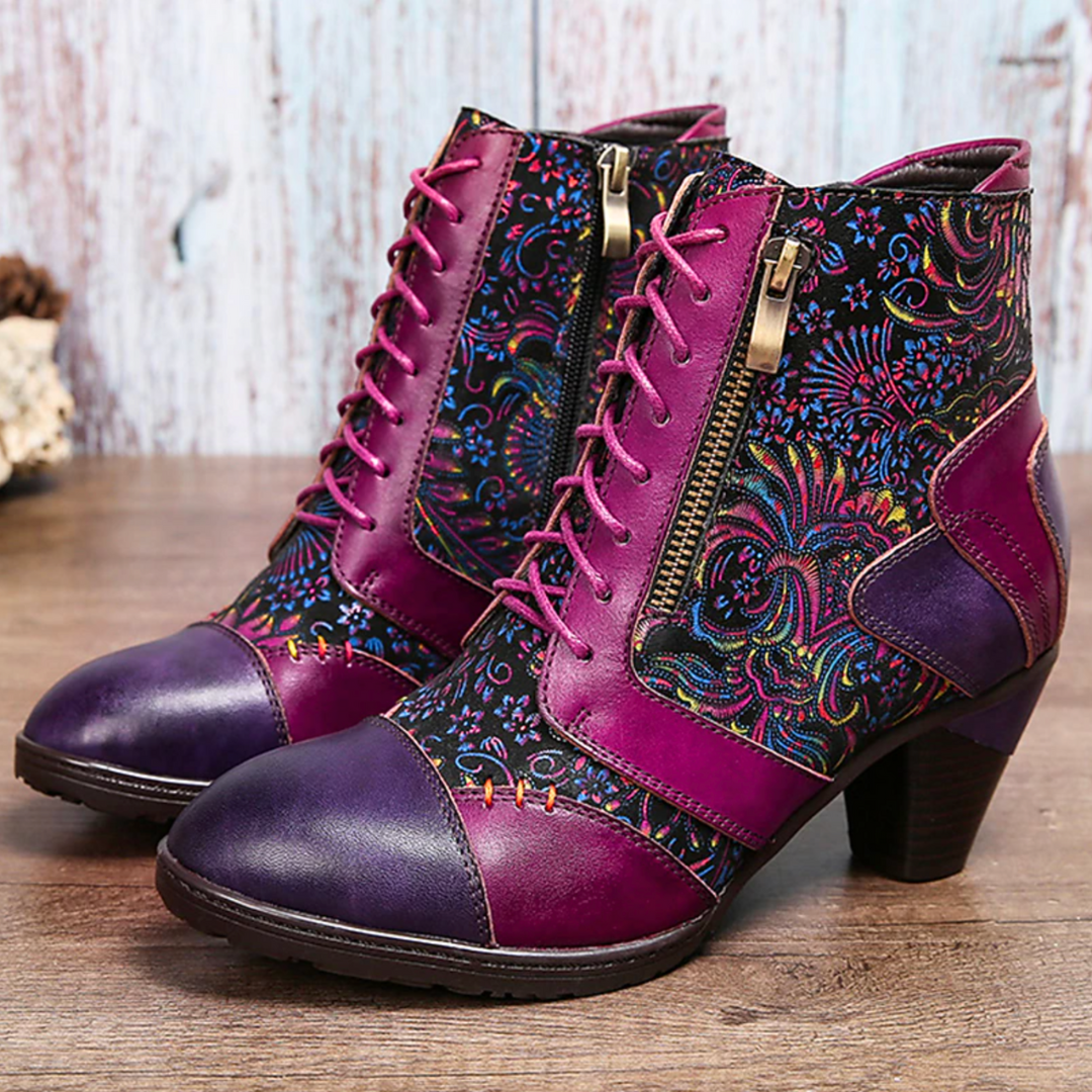 Zoja - Waterproof Booties with Floral Pattern