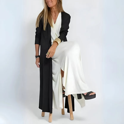 Noémie – Draped Maxi Dress with Matching Cardigan